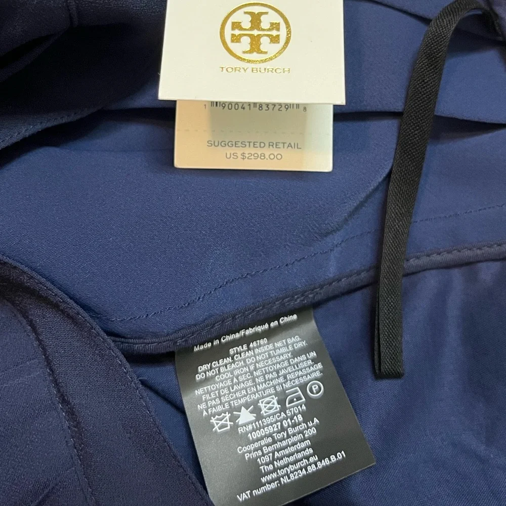Tory Burch‎ Faye Pleated Culottes Tory Navy Blue Knee Length Size 6 Retails $298